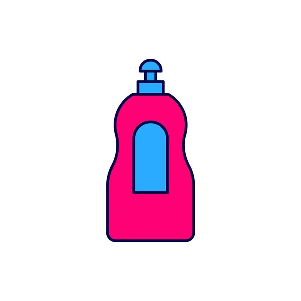 Esquema Rellenado Icono Botella Líquido Para Lavavajillas Aislado Sobre Fondo — Vector de stock