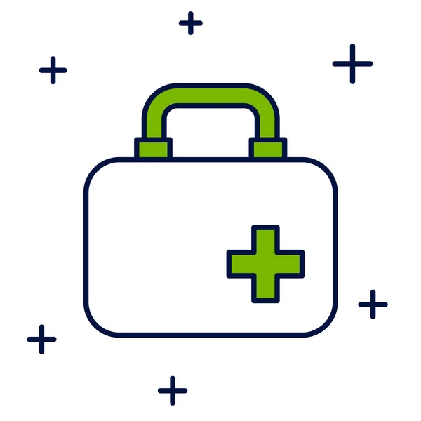 Filled Outline First Aid Kit Icon Isolated White Background Medical — Stock vektor
