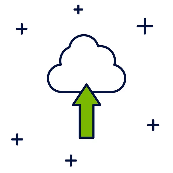 Profilo Riempito Icona Caricamento Cloud Isolata Sfondo Bianco Vettore — Vettoriale Stock