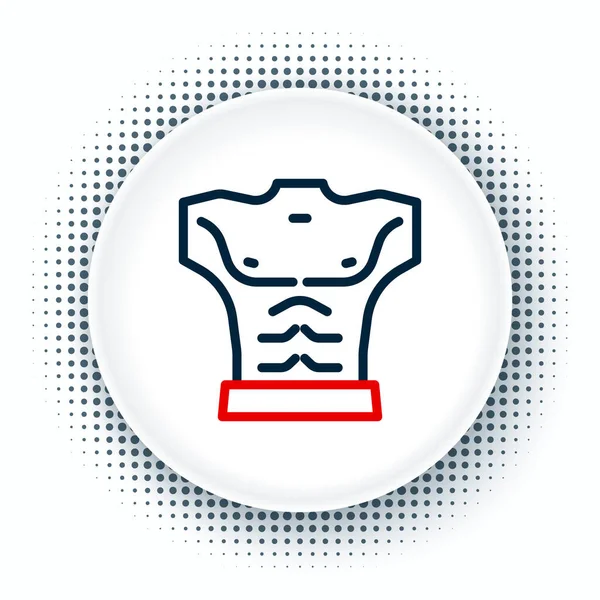 Line Bodybuilder Mostrando Icono Sus Músculos Aislados Sobre Fondo Blanco — Vector de stock