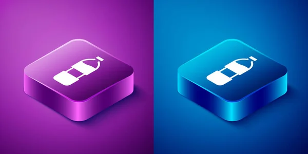 在蓝色和紫色背景上隔离的等距水壶图标 苏打水的标志 正方形按钮 — 图库矢量图片