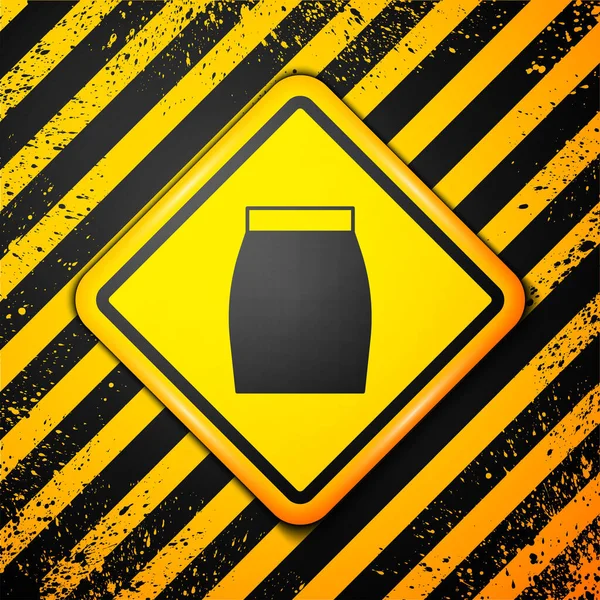 黄色の背景に隔離された黒いスカートのアイコン 警告サインだ ベクトル — ストックベクタ