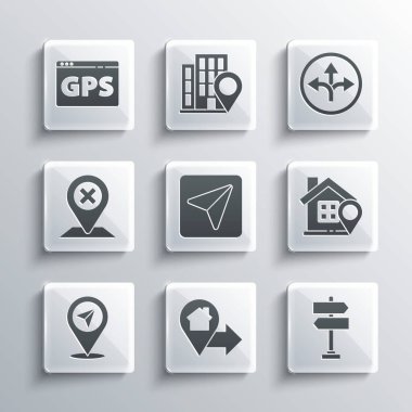 Ev Yolu trafik işareti Infographic şehir haritası navigasyon aygıtı ve simgesi ile konumu ayarlayın. Vektör.