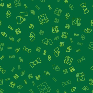 Pırlanta nişan yüzüğü, papyon ve takvime kusursuz desen çiz. Vektör.