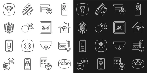 Set Line Sensor Agua Termostato Hogar Inteligente Con Garaje Asistente — Archivo Imágenes Vectoriales