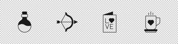 Definir Garrafa Com Poção Amor Arco Flecha Valentim Folheto Festa —  Vetores de Stock