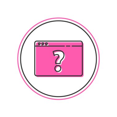 Beyaz arkaplanda izole edilmiş soru işareti simgesi ile ana hatlı Tarayıcı. İnternet iletişim protokolü. Vektör.