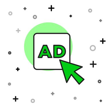 Doldurulmuş ana hat reklam simgesi beyaz arkaplanda izole edildi. Pazarlama ve tanıtım süreci kavramı. İlgili reklamlar. Sosyal medya reklamcılığı. Vektör.