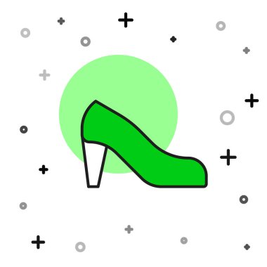 Beyaz arka planda izole edilmiş yüksek topuklu kadın ayakkabısı. Vektör.