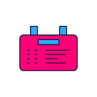 Doldurulmuş ana hat havalimanı simgesi beyaz arkaplanda izole edildi. Mekanik skor tabelası. Havaalanındaki reklam panosundaki uçuş bilgileri. Vektör.