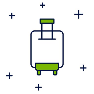 Seyahat simgesi için doldurulmuş bavul beyaz arkaplanda izole edildi. Seyahat bagaj tabelası. Seyahat bagaj ikonu. Vektör.