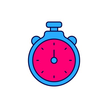 Doldurulmuş Stopwatch simgesi beyaz arkaplanda izole edildi. Zaman göstergesi. Kronometre işareti. Vektör.