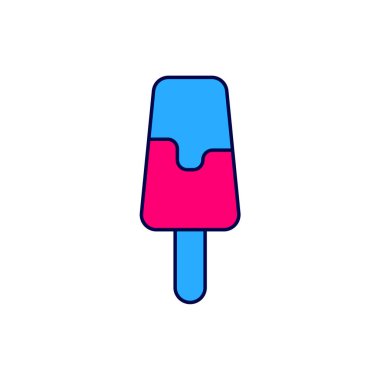 Doldurulmuş ana hatlı dondurma simgesi beyaz arkaplanda izole edilmiş. Güzel sembol. Vektör.