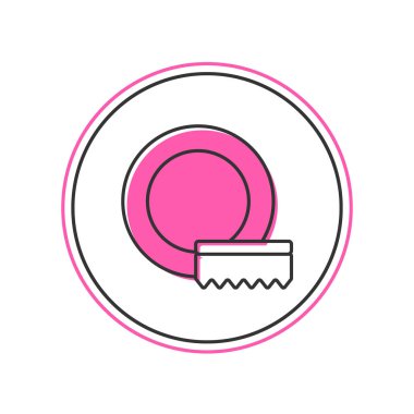 Beyaz arka planda izole edilmiş ana hatlı bulaşık ikonu. Bulaşık yıkama ikonu. Bulaşık makinesi tabelası. Masa takımı tabelası temiz. Vektör.