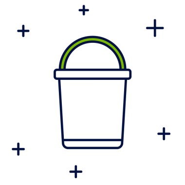 Doldurulmuş Kova simgesi beyaz arkaplanda izole edildi. Vektör.