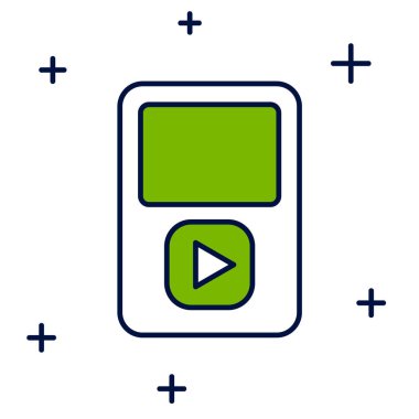 Filled outline Music player icon isolated on white background. Portable music device. Vector.