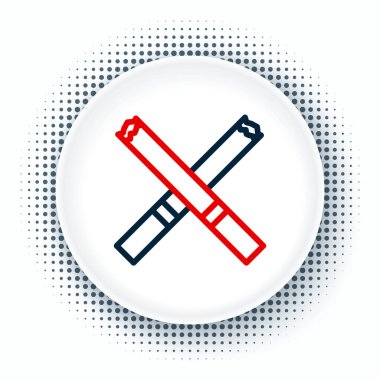 Beyaz arkaplanda çizgi sigara simgesi izole edildi. Tütün tabelası. Sigara içme sembolü. Renkli taslak konsepti. Vektör.