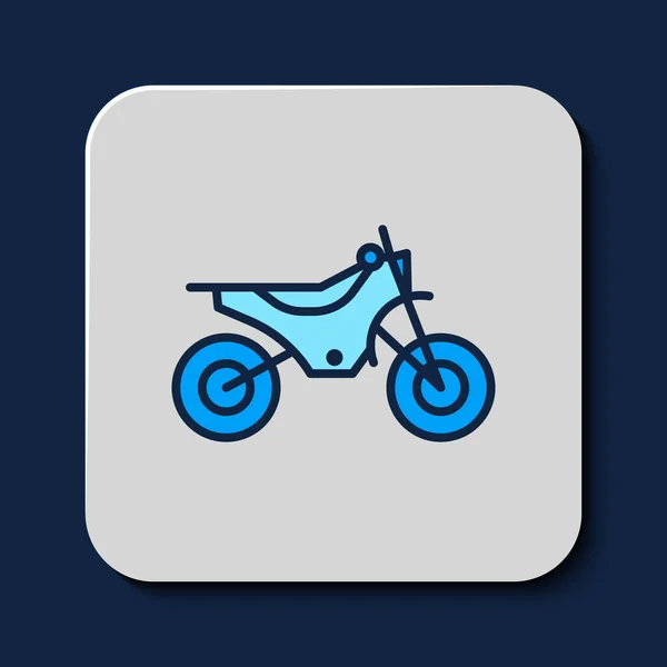Contour Rempli Icône Vélo Montagne Isolé Sur Fond Bleu Vecteur — Image vectorielle