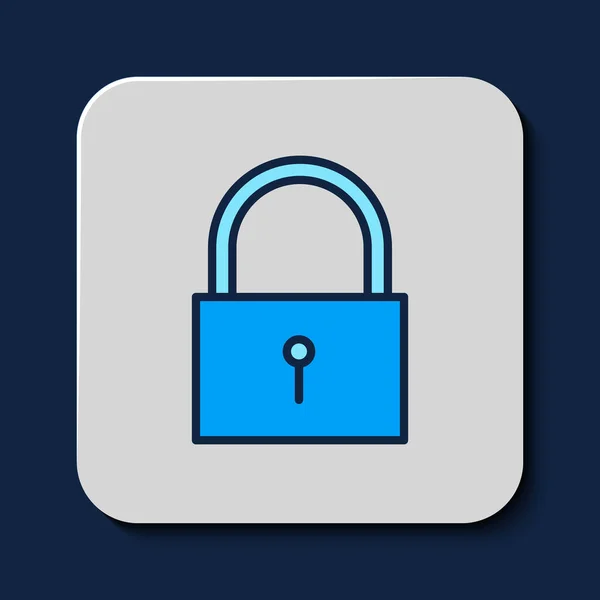 塗りつぶしのアウトライン青い背景に隔離されたロックアイコン 南京錠のサイン セキュリティ 安全性 プライバシーの概念 ベクトル — ストックベクタ