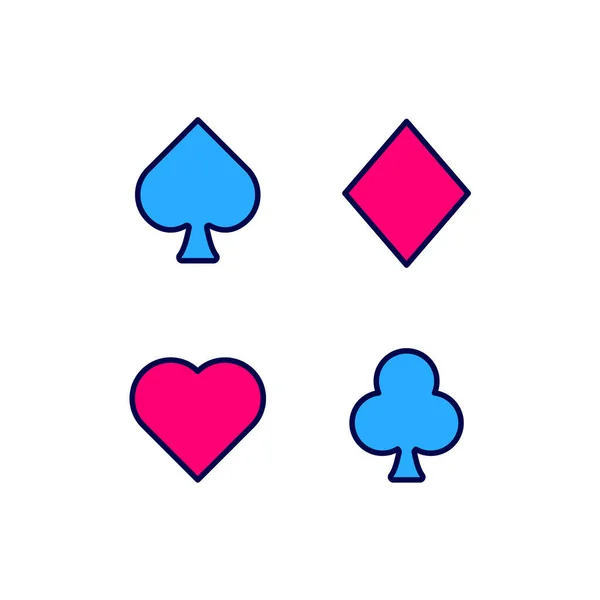 Filled Outline Deck Playing Cards Icon Isolated White Background Casino — Vetor de Stock