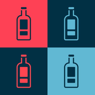 Pop Art Glass marka votka şişesi, arka planda izole edilmiş. Vektör.