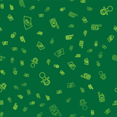 Bebeğin ultrasonunu, bebek kuklası emziğini ve telsiz telsizini kusursuz bir şekilde ayarla. Vektör.