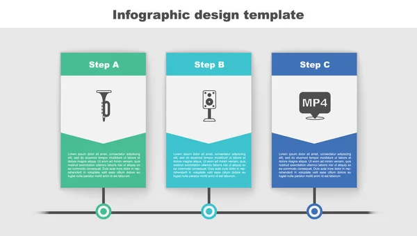 Set Trumpet Stereo Speaker Mp4 File Document Business Infographic Template — Stock Vector