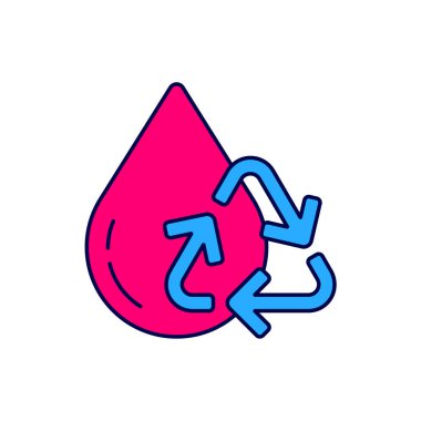 Doldurulmuş ana hatlar temiz su simgesi beyaz arkaplanda izole edildi. İşaret geri dönüşümlü bir damla su. Vektör.