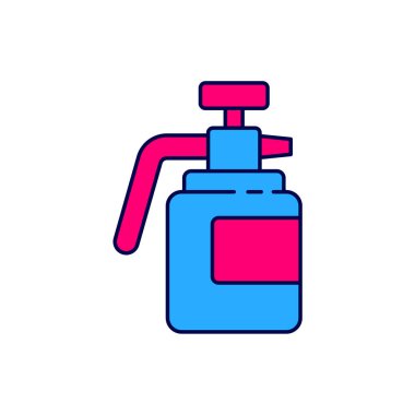 Su, gübre ve beyaz arka planda izole edilmiş kimyasal ikon için bahçe spreyi doldurulmuş. Vektör.