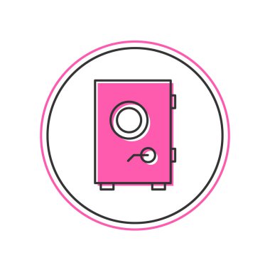 Doldurulmuş Güvenli simge beyaz arkaplanda izole edildi. Kapı, şifreli bir banka kasası. Güvenilir Veri Koruma. Vektör.