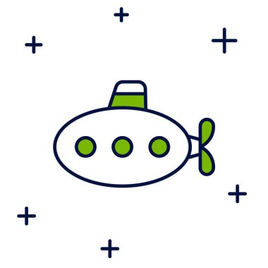 Doldurulmuş Denizaltı oyuncak ikonu beyaz arka planda izole edilmiş. Vektör.