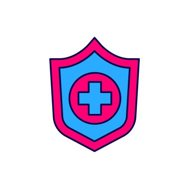 Ana hatları doldurulmuş yaşam sigortası beyaz arka planda izole edilmiş bir el simgesi. Güvenlik, güvenlik, koruma, konsept koruma. Vektör.