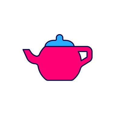 Beyaz arka planda izole edilmiş geleneksel Çin çay seremonisi ikonu. Fincanlı çaydanlık. Vektör.