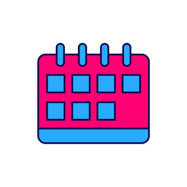 Doldurulmuş takvim simgesi beyaz arkaplanda izole edildi. Olay hatırlatma sembolü. Vektör.