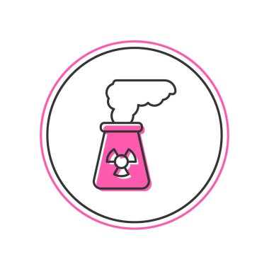 Doldurulmuş Nükleer Santral simgesi beyaz arka planda izole edildi. Enerji endüstrisi konsepti. Vektör.