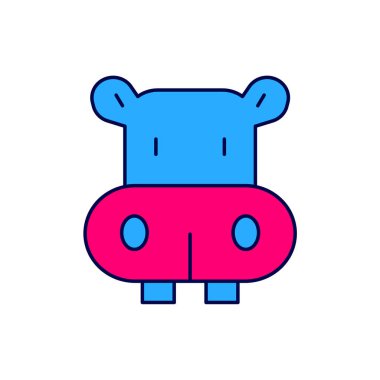 Hippo ya da Hippopotamus simgesi beyaz arkaplanda izole edildi. Hayvan sembolü. Vektör.