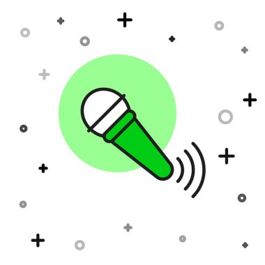 Kablosuz kablosuz mikrofon simgesi beyaz arkaplanda izole edildi. Radyodaki mikrofondan. Sözcü işareti. Vektör.