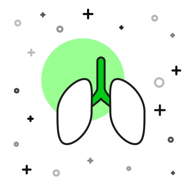 Esquema Rellenado Lungs Icono Aislado Sobre Fondo Blanco Vector — Vector de stock