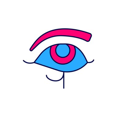 Beyaz arkaplanda izole edilmiş Horus 'un Gözü simgesi. Eski Mısır tanrıçası Wedjet korunma, kraliyet gücü ve sağlığın sembolü. Vektör.