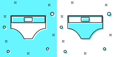 Siyah çizgili erkek iç çamaşırı ikonu yeşil ve beyaz arka planda izole edilmiş. Erkek iç çamaşırı. Rastgele dinamik şekiller. Vektör.