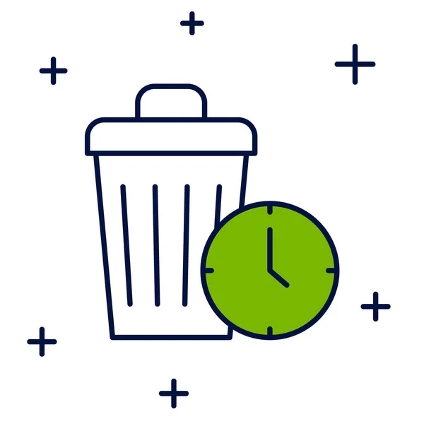 Filled Outline Waste Time Icon Isolated White Background Trash Can — Stock Vector