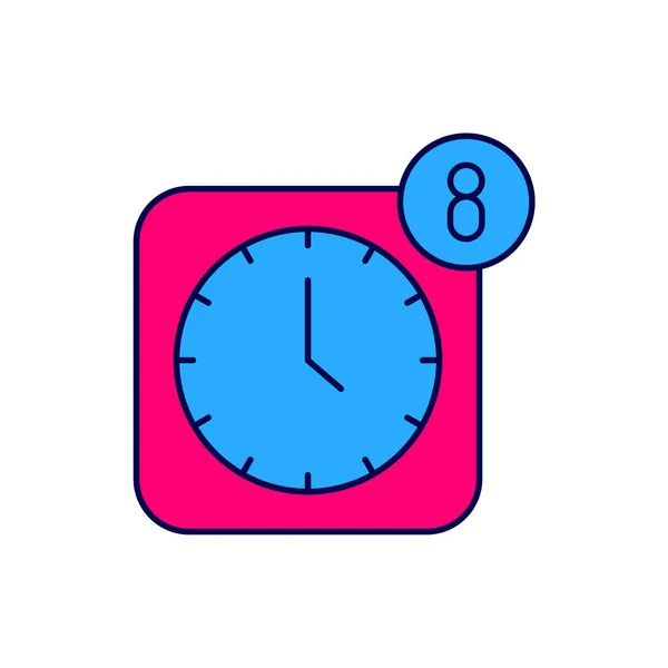 Filled Outline Alarm Clock App Smartphone Interface Icon Isolated White — Image vectorielle