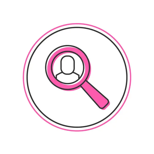 Filled Outline Magnifying Glass Search Job Icon Isolated White Background — Vettoriale Stock