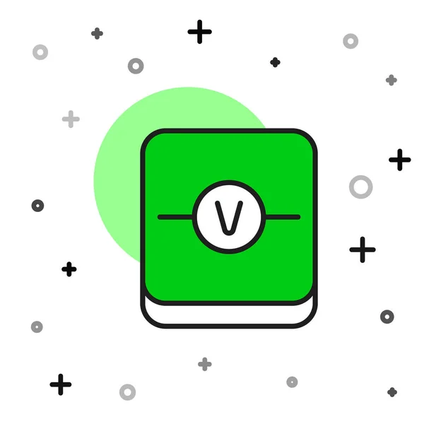 Vyplněný Obrys Ikona Elektronické Součásti Voltmeter Izolované Bílém Pozadí Schéma — Stockový vektor