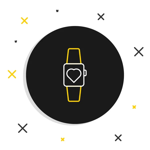 Line Smartwatch Ikon Elszigetelt Fehér Háttérrel Színes Vázlat Koncepció Vektor — Stock Vector