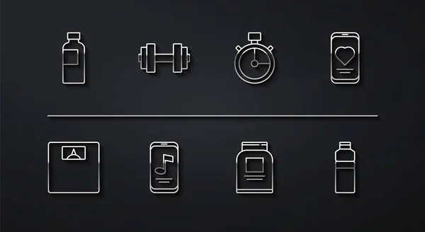 Set Line Fitness Shaker Balance Salle Bain Mobile Avec Fréquence — Image vectorielle
