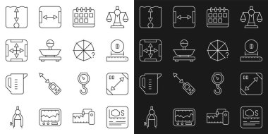 Çizgi Alan Ölçümünü Çapraz Ölçeklendirme Derinlik ve Çember parça simgesini ayarla. Vektör.