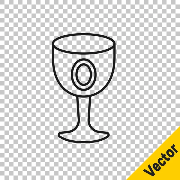 Black Line Medieval Goblet Icon Isolated Transparent Background Holy Grail — Stock Vector
