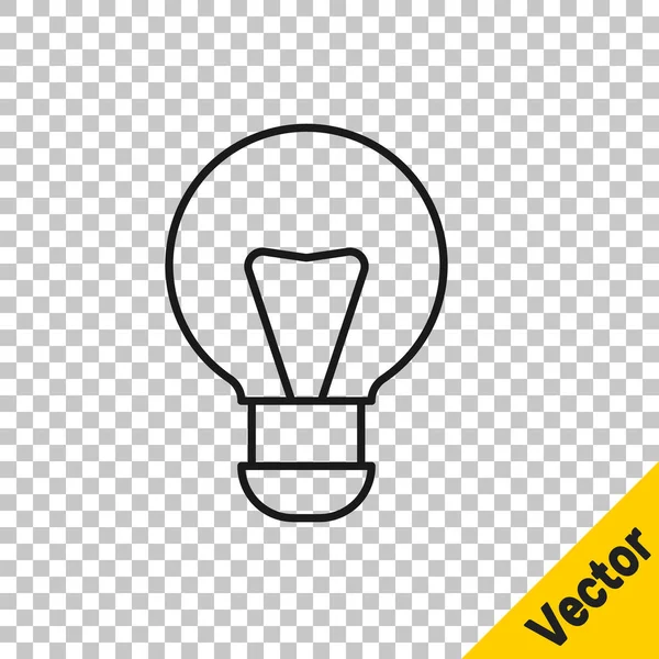 Чорна Лінія Creative Lamp Light Idea Icon Ізольована Прозорому Фоні — стоковий вектор