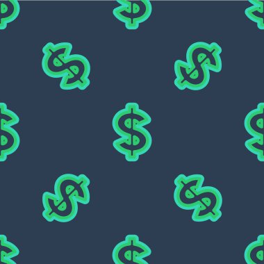 Satır Dolar simgesi simgesi mavi arkaplanda izole edilmiş pürüzsüz desen. Nakit ve para, servet, ödeme sembolü. Kumarhane kumarı. Vektör.